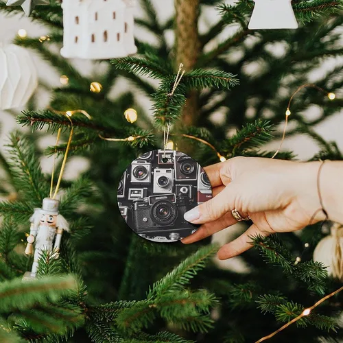 Miniatura 7 de Retro Cool Camera CollectionChristmas Ornaments Christmas Round Ceramic Pendant Christmas Hanging Decor for Women Men Xmas Tree Decorations Keepsake