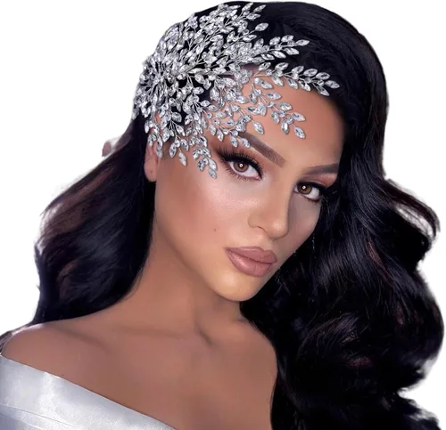 TRiXY Diadema de boda para el pelo de novia, accesorios para el cabello con diamantes de imitación para novias y damas de honor, tocados de fiesta