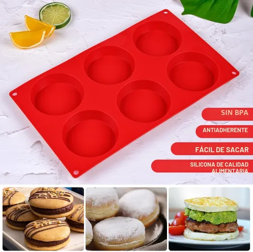 Miniatura 4 de CAKETIME Molde para Cupcake Superior, Moldes de Silicona para Huevos para Sándwiches de Desayuno Moldes de Silicona Redondos de 3 Pulgadas para Rojo