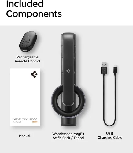Miniatura 7 de Spigen Soporte de Trípode para Palo de Selfie con Control Remoto Bluetooth y Obturador, Extensible de 24", Compatible con MagSafe iPhone