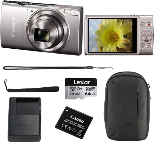 Miniatura 10 de Canon PowerShot ELPH 360 HS A - Cámara digital Paquete negro con tarjeta de memoria de 64 GB + correa de muñeca + bolsa para cámara digital
