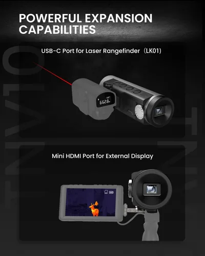 Miniatura 8 de MiLESEEY Monocular térmico T-Recon Scout, 256x192 (25 Hz) TNV10 Monocular térmico de aleación Mg-Al para aeronaves, Imágenes térmicas portátiles
