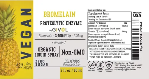 Miniatura 7 de Extracto de piña líquido de bromelina cruda orgánica, potencia mejorada, 500 mg, para niños y adultos, sin OMG, 2.0 fl oz, suministro para 120 días