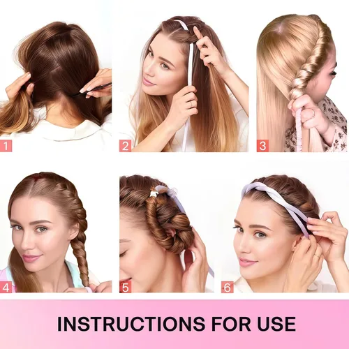 Miniatura 4 de Lanzhire Diadema Rizadora Nocturna para Rizos sin Calor, Varilla sin Calor para Cabello Largo y Corto (Rosa Tie Dye)