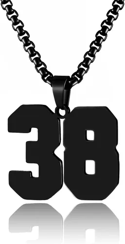 Miniatura 48 de Collar de Número Dorado para Hombre, Cadena de Acero Inoxidable con Colgante de Número para Atletas, Joyería Deportiva Personalizada para Niños