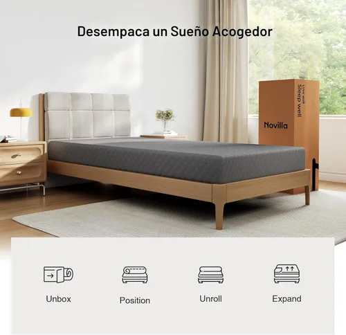 Miniatura 6 de Novilla Colchón individual para niños, colchones de tamaño individual de 5 pulgadas con espuma viscoelástica infundida de gel y espuma que alivia