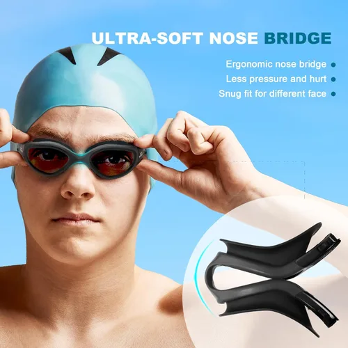 Miniatura 4 de EXP VISION Gafas de natación para adultos, gafas de natación antivaho para mujeres y hombres, sin fugas, gafas de agua de triatlón