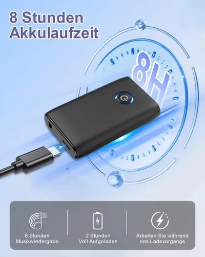 Miniatura 5 de Receptor transmisor Bluetooth 2 en 1, adaptador Bluetooth auxiliar para automóvil, adaptador de audio inalámbrico de 0.138 in, sistema de audio