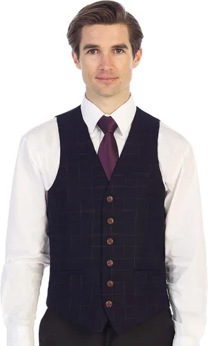 Miniatura 16 de Gioberti Chaleco de tweed formal de 6 botones para hombres