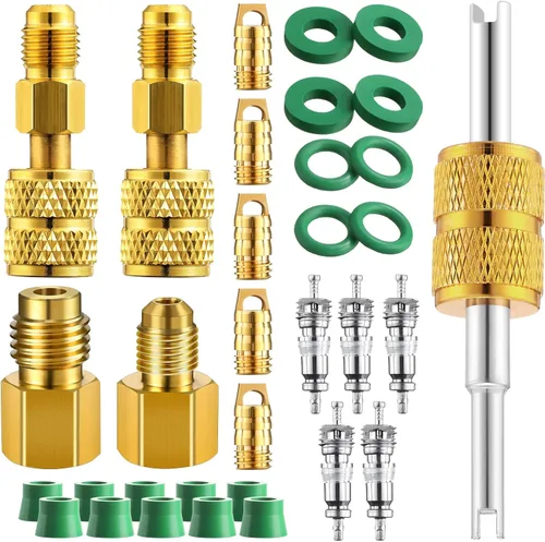 Miniatura 10 de Kit de adaptador R410a de 35 piezas de mini adaptador split 45° 90° manguera de refrigerante, 5/16 pulgadas hembra 1/4 pulgadas macho, 1/2 pulgadas