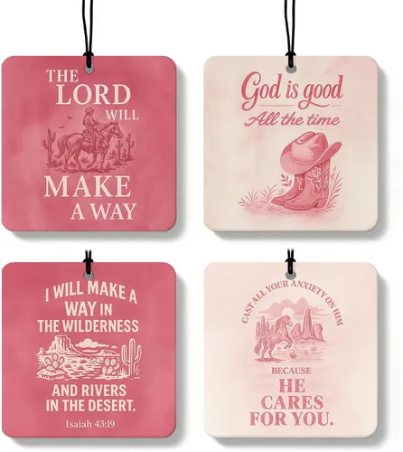 Miniatura 11 de Ambientador de Aire de Coche de Colonia Cristiana Floral Rosa 4 Piezas, Coquette Preppy Lazo Rosa Flor Colgante Ambientador de Aire para Coches Baño