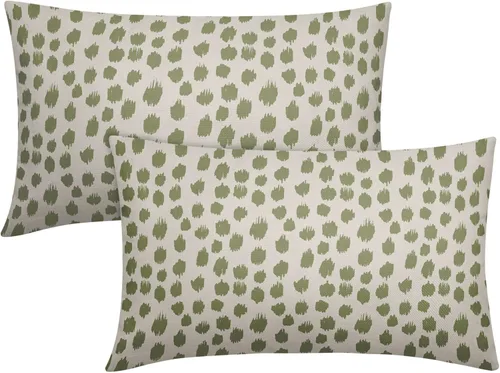 Miniatura 21 de Fundas de almohada marrón y blancas de 18 x 18 pulgadas, juego de 2 almohadas boho grises con lunares, fundas de almohada modernas estampadas