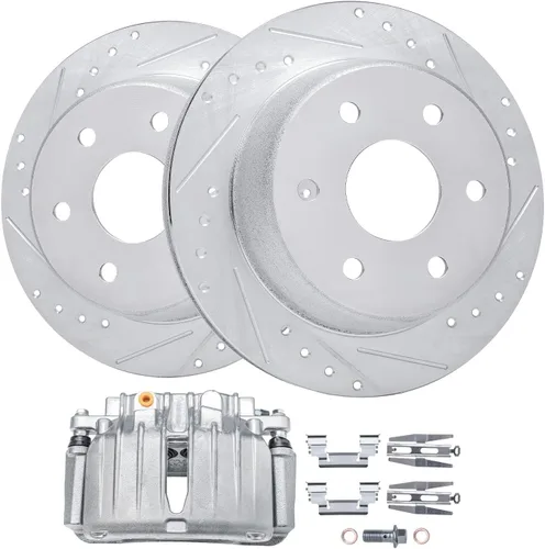 Miniatura 30 de Detroit Axle - Rotores de freno traseros perforados y ranurados + Reemplazo de calibrador de freno de disco trasero derecho para Acura TL Honda
