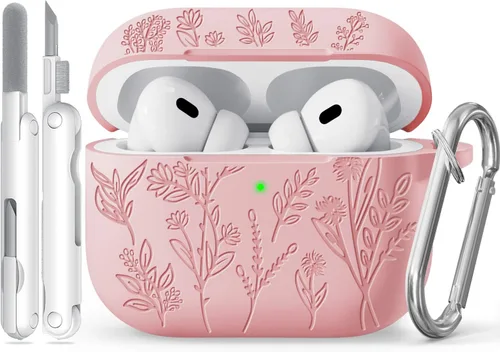 Miniatura 45 de Funda para Airpods Pro 3 con tapa magnética, fundas grabadas con flores para Apple AirPods Pro de 3ª generación 2025, funda de silicona suave
