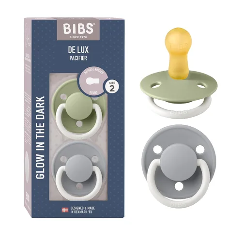 Miniatura 28 de BIBS De Lux - Paquete de 2 chupetes para bebé, fabricados en Dinamarca, chupete simulado sin BPA, pezón redondo. látex de goma natural, talla 1