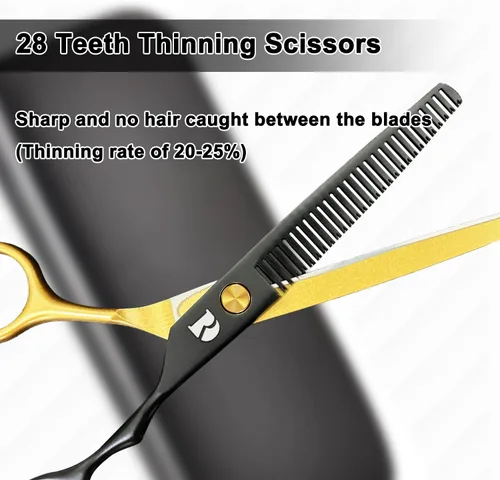 Miniatura 4 de Juego de tijeras de corte de cabello profesional, kit de tijeras de corte de pelo de peluquería de 6 pulgadas, tijeras de adelgazamiento de Arco iris
