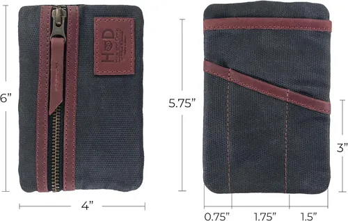 Miniatura 6 de Hide & Drink, Estuche de bolsillo multiherramientas, Bolsa compacta multiusos con cremallera para artículos de diario (EDC), Mini estuche de Carbón