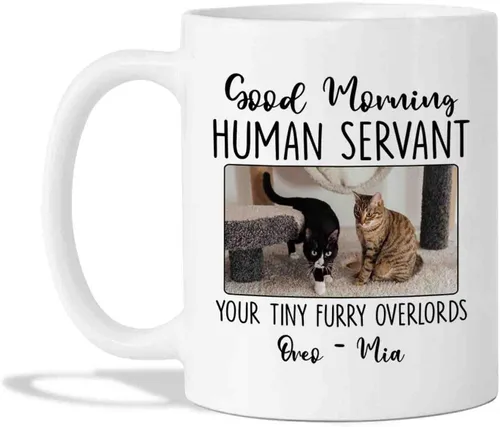 Miniatura 10 de Taza de café personalizada con foto de gato, taza de café para amantes de los gatos con nombre, con texto en inglés "It's Too Peopley Outside Cat
