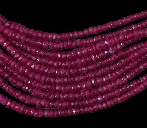 Miniatura 3 de Krishiv Exports - Cuentas facetadas de rubí natural raras/Cuentas facetadas de rubí/Rubí facetado Rondelle/Rubí Piedra preciosa/Rubí/16 "Strand/2.5