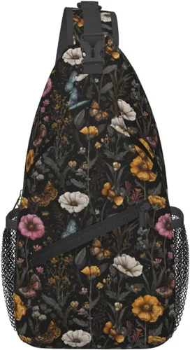 Miniatura 18 de Bolso bandolera para hombres y mujeres, mochila cruzada floral de tulipán pastel, mochila casual de senderismo para viajes, deportes, correr, bolsa