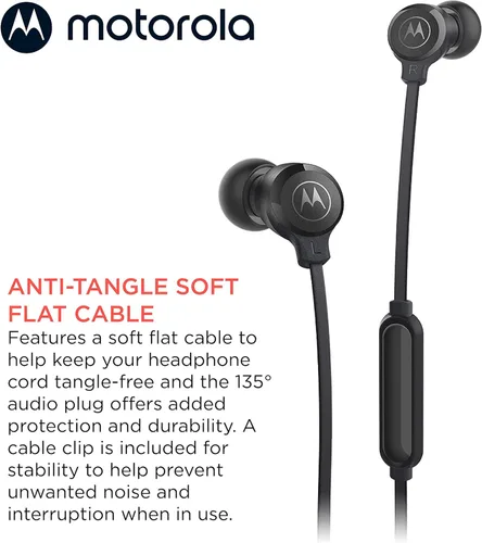 Miniatura 4 de Motorola Earbuds 3-S - Auriculares con cable con micrófono, auriculares intrauditivos con cable, cómodos auriculares de silicona ligeros, cable Negro