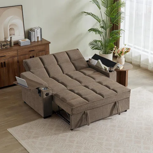 Miniatura 26 de Auvsoce - Sofá cama biplaza de 65 pulgadas, sofá convertible para sala de estar, sofá para RV con respaldo ajustable, chaise longue, mesa lateral