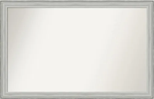 Miniatura 409 de Amanti Art Espejo de baño plateado para sobre fregadero, 25 x 25 pulgadas, espejo de tocador cuadrado estrecho de níquel cepillado, marco de madera