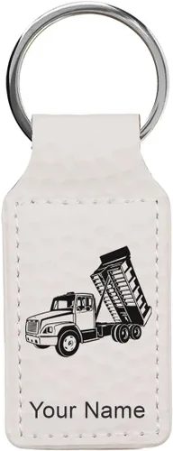 Miniatura 12 de LaserGram Llavero rectangular, camión volquete, grabado personalizado incluido