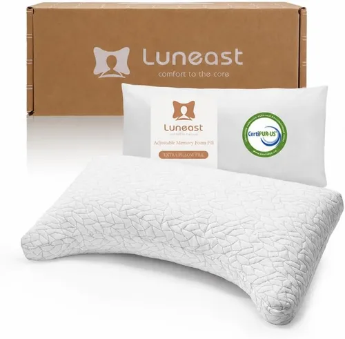 Miniatura 9 de Almohadas de espuma viscoelástica Luneast para dormir ajustable, transpirable, para dormir de lado, espalda y estómago, funda de almohada lavable