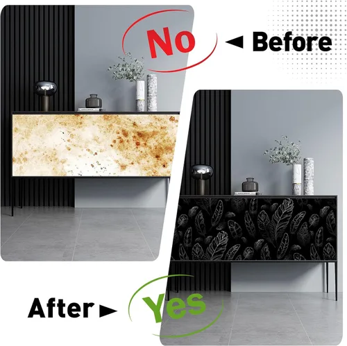 Miniatura 4 de Papel tapiz negro para despegar y pegar de 17.7 x 80 pulgadas, papel tapiz de plumas extraíble, moderno, papel de pared de vinilo impermeable, papel