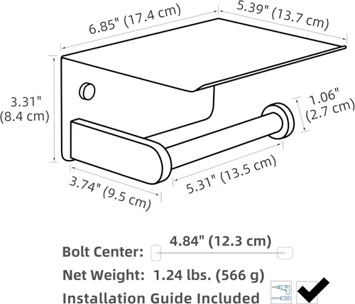 Miniatura 2 de APLusee Soporte de papel higiénico con estante para teléfono, cromo pulido, accesorios de baño de acero inoxidable SUS 304, dispensador de rollos