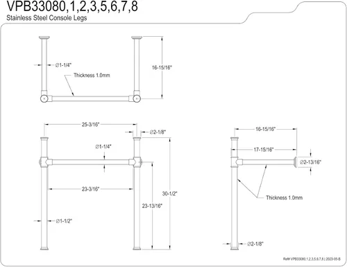 Miniatura 5 de Kingston Brass VPB33087 - Patas para fregadero de consola imperial, latón cepillado, 25.19 x 16.94 x 30.5 pulgadas