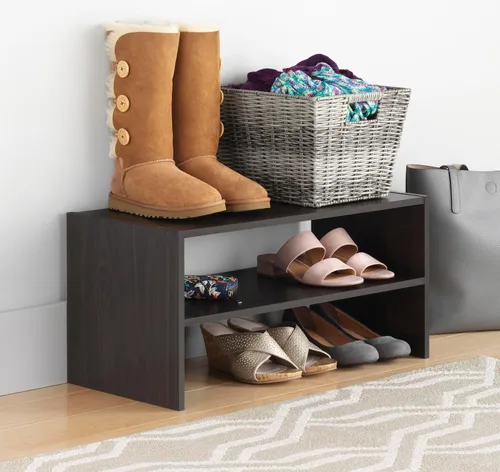 Miniatura 19 de Whitmor - Estante para zapatos apilable de madera con 2 estantes, nogal, 61 centímetros, paquete de 2
