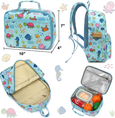 Miniatura 5 de CAMTOP - Conjunto de mochila y lonchera con estampados divertidos para niños de preescolar y primaria