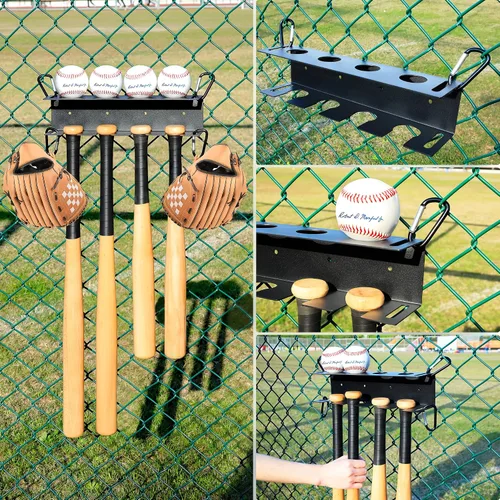 Miniatura 3 de Soporte de pared para bate de béisbol, soporte de béisbol y soporte para bates en la pared para exhibición, organizador de valla de acero resistente