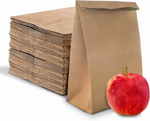 Miniatura 9 de Stock Your Home Bolsas de almuerzo de papel kraft marrón de 4 libras (100 unidades) – Bolsas de almuerzo desechables a granel, bolsa en blanco
