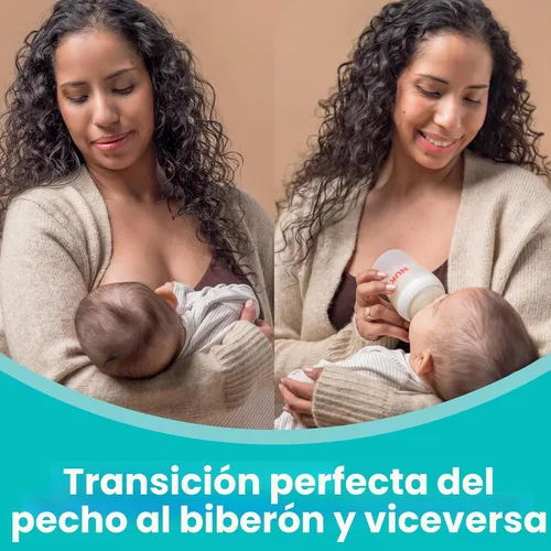 Miniatura 5 de NUK Perfect Match 2 en 1 botella natural y anticólicos con flujo medio, pezón ancho y adaptable, 8 onzas, paquete de 4, sin BPA
