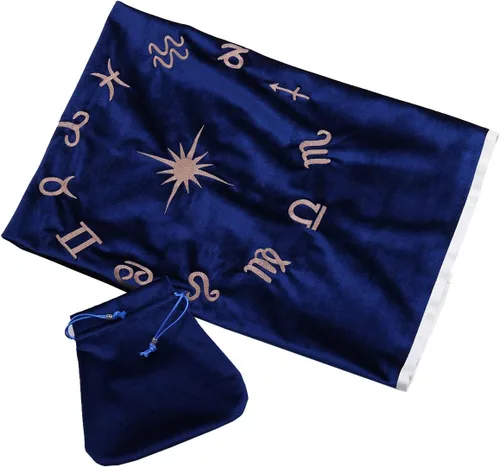 Miniatura 3 de BLESSUME Wizard Tarot Mantel y bolsa cuadrada de terciopelo adivinación Tarot (Azul 2)
