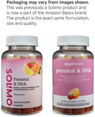 Miniatura 4 de Amazon Basics - Gomitas prenatales y DHA, sabor a frambuesa y limón, 90 unidades (anteriormente Solimo)