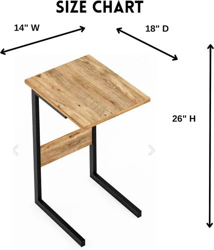 Miniatura 3 de Mesa auxiliar estrecha en forma de C para sala de estar, deslizarse debajo del sofá, marco de metal ligero, mesa auxiliar para sofá, bandeja de TV