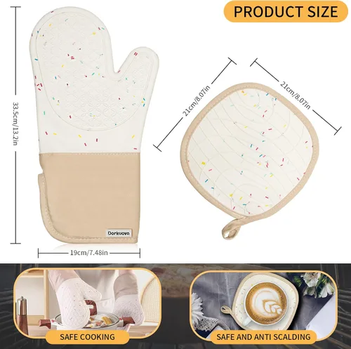 Miniatura 2 de Guantes de horno lindos, manoplas de cocina, guantes de horno para la cocina, guantes de horno para la cocina, guantes de horno de silicona lavables
