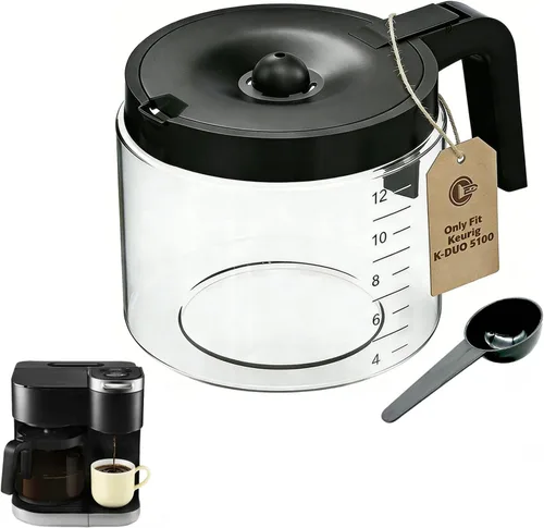 Repuesto de cafetera de vidrio para 12 tazas, solo compatible con la cafetera KEURIG K-DUO 5100 de 12 tazas, no es compatible con K-Duo Essentials,
