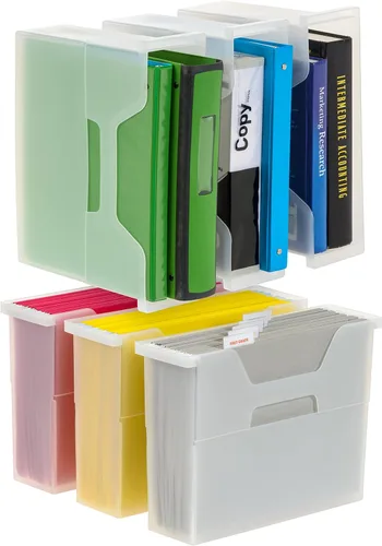 Miniatura 11 de IRIS Contenedor de plástico para libros de Estados Unidos, paquete de 8, caja de contenedor de conexión vertical para oficina, dormitorio, estudio