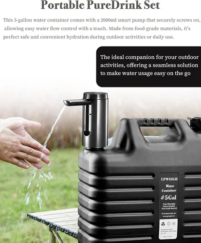Miniatura 4 de Jarra de agua portátil de 5 galones con bomba de control táctil automático, contenedor de agua verdaderamente sin fugas con grifo, equipo de bomba