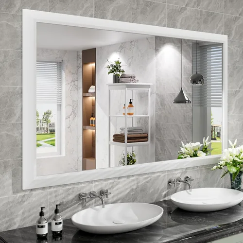 Miniatura 21 de Amorho Espejo de Baño Negro, Espejos de Pared de 24x30 Pulgadas con Marco de Metal Grueso para Sobre el Fregadero, Dormitorio, Sala de Estar