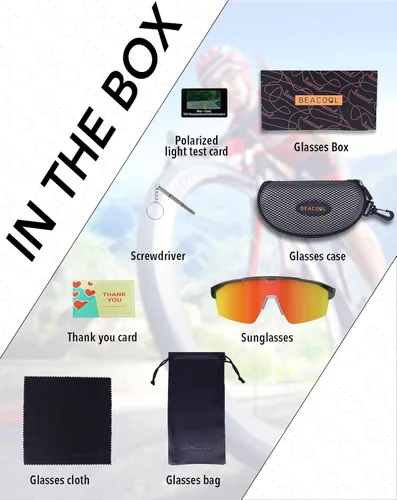 Miniatura 5 de BEACOOL Gafas de sol polarizadas deportivas de ciclismo para hombres y mujeres, UV400, gafas de sol de béisbol, TR90, marco para pesca, correr