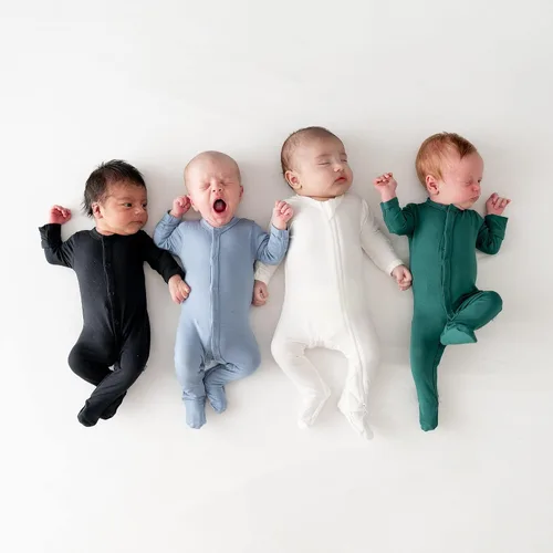 Miniatura 3 de KYTE BABY Pies de rayón de bambú suave, cierre a presión, 0-24 meses, colores sólidos