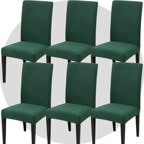 Miniatura 13 de Juego de 6 fundas elásticas para sillas de comedor, color blanco hueso, elásticas, lavables, extraíbles para cocina, hotel, restaurante Blanco roto