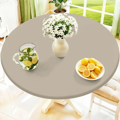 Miniatura 16 de Moosfor Mantel redondo de elastano, elástico ajustable impermeable para mesas de 18 a 24 pulgadas, mantel de picnic elástico lavable para Azul