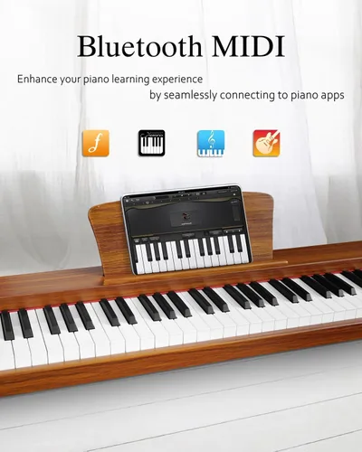 Miniatura 7 de Longeye Teclado de piano de 88 teclas, piano eléctrico de madera, piano digital semipesado para principiantes y profesionales con soporte